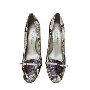 Franco Barbieri Italy Leather Snakeskin Croc Pumps Heels Size 10
